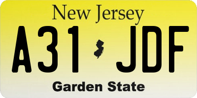 NJ license plate A31JDF