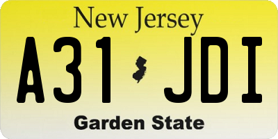 NJ license plate A31JDI