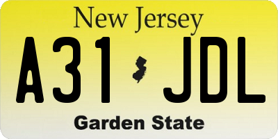 NJ license plate A31JDL