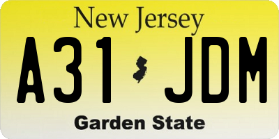 NJ license plate A31JDM