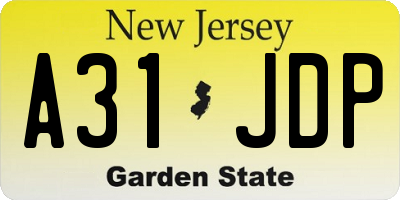 NJ license plate A31JDP