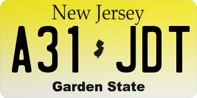 NJ license plate A31JDT