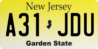 NJ license plate A31JDU