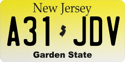 NJ license plate A31JDV
