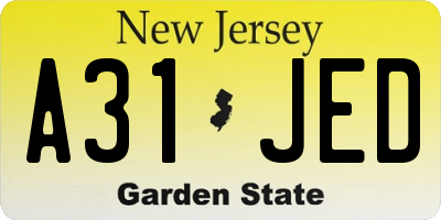 NJ license plate A31JED