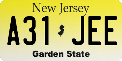 NJ license plate A31JEE