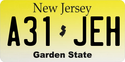 NJ license plate A31JEH