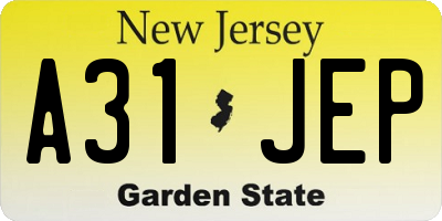 NJ license plate A31JEP