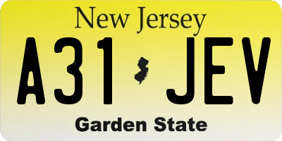 NJ license plate A31JEV