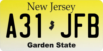 NJ license plate A31JFB