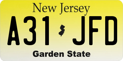 NJ license plate A31JFD