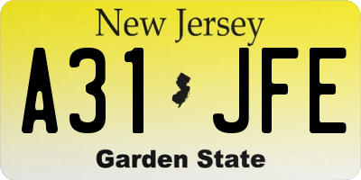 NJ license plate A31JFE