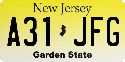 NJ license plate A31JFG