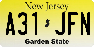 NJ license plate A31JFN