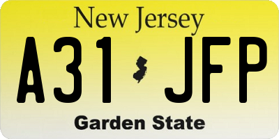 NJ license plate A31JFP