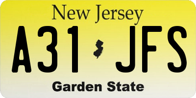NJ license plate A31JFS