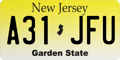NJ license plate A31JFU