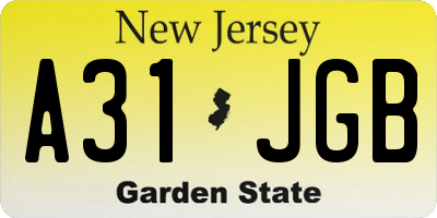 NJ license plate A31JGB