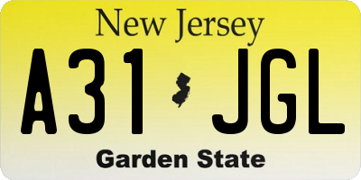 NJ license plate A31JGL
