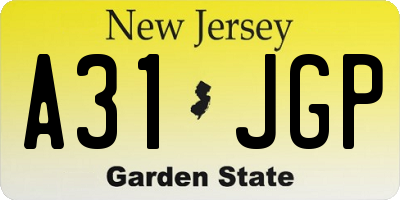 NJ license plate A31JGP