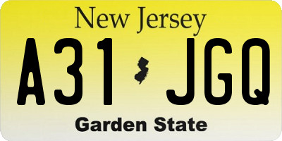 NJ license plate A31JGQ
