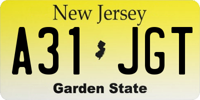 NJ license plate A31JGT