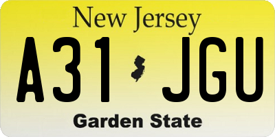 NJ license plate A31JGU
