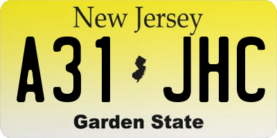 NJ license plate A31JHC
