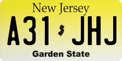 NJ license plate A31JHJ