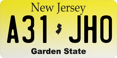 NJ license plate A31JHO