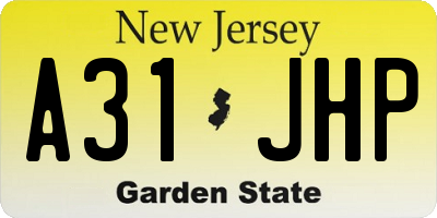 NJ license plate A31JHP