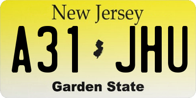 NJ license plate A31JHU