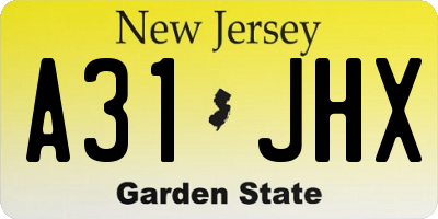 NJ license plate A31JHX