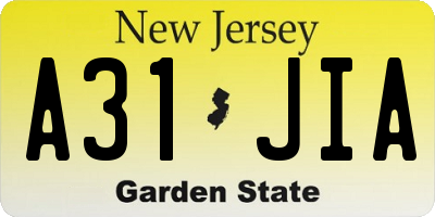 NJ license plate A31JIA