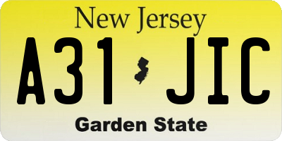 NJ license plate A31JIC