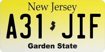 NJ license plate A31JIF