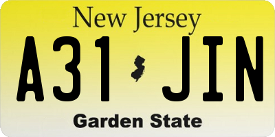 NJ license plate A31JIN