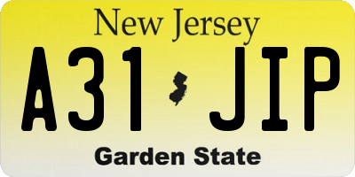 NJ license plate A31JIP