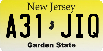 NJ license plate A31JIQ