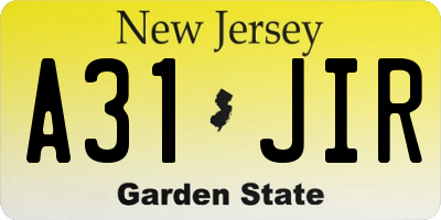 NJ license plate A31JIR