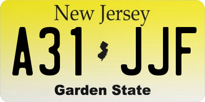 NJ license plate A31JJF