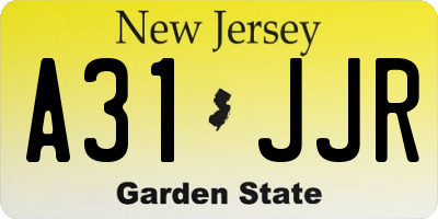 NJ license plate A31JJR