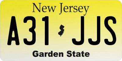 NJ license plate A31JJS