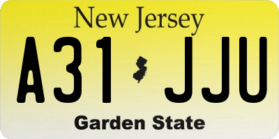 NJ license plate A31JJU