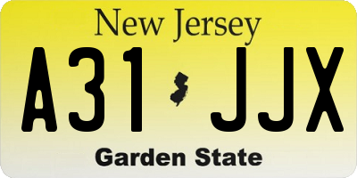 NJ license plate A31JJX