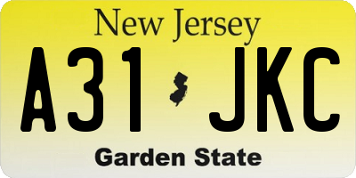 NJ license plate A31JKC