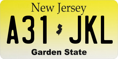 NJ license plate A31JKL