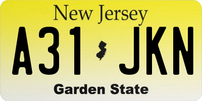NJ license plate A31JKN