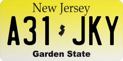 NJ license plate A31JKY