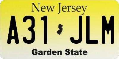 NJ license plate A31JLM
